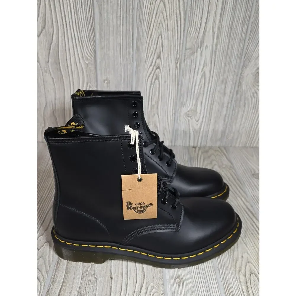 Dr. Martens 1460 Black Smooth Leather Combat Boots Mens 8 Womens 9 NEW